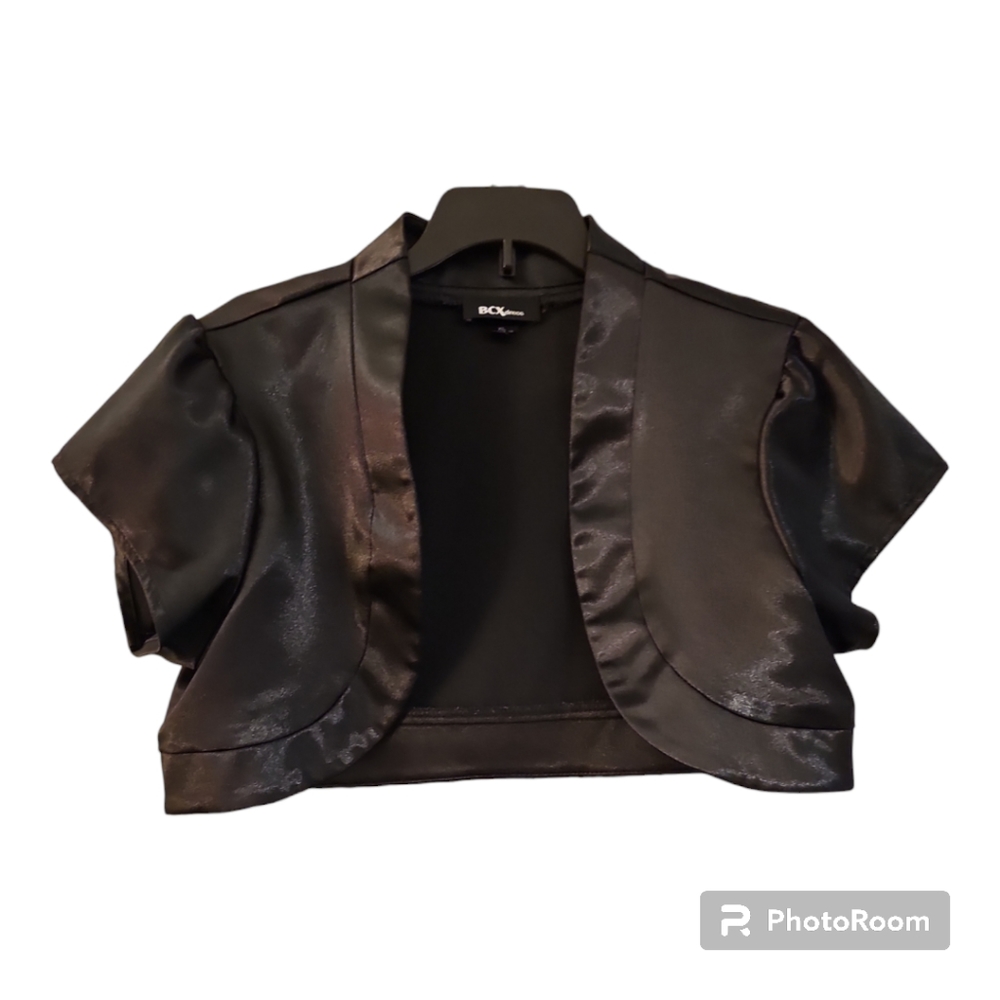 BCX Dresses satin-like formal shrug, black, XL